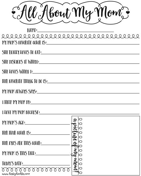 Mother's Day Questionnaire Printable | Fanny Printable