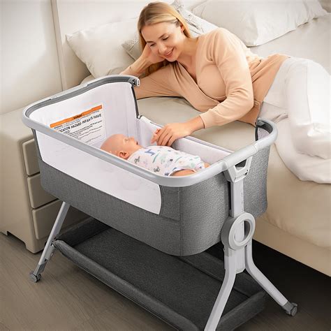 Amazon.com: Larex Baby Bassinet, Baby Bassinet Bedside Sleeper with Storage Basket and Wheels ...