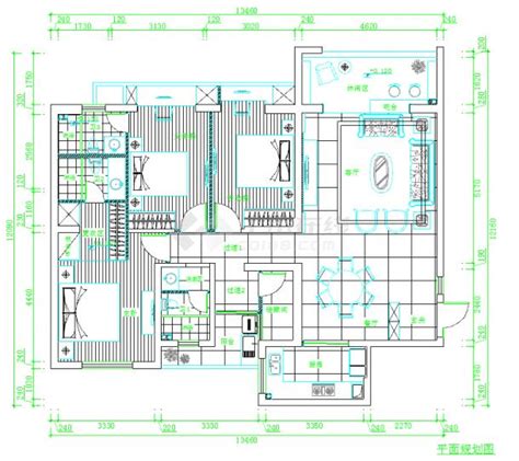 139平欧式风格三居室室内装修施工图（含效果图）_五居室_土木在线