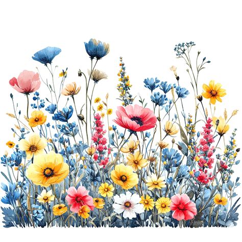 Wildflower meadow digital clipart watercolor flowers instant download ...