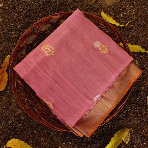 Amaranth Pink Pure Tussar Silk Banarasi Handloom Saree - Tilfi