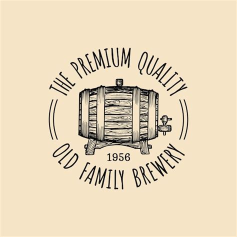 Logo beczki piwa Kraft Ikona starego browaru Ręcznie naszkicowana ...