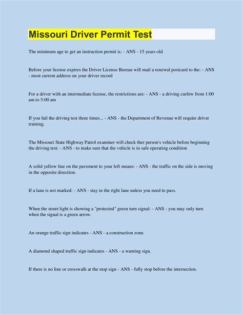 Missouri Permit Pretest