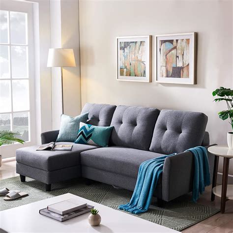HONBAY L Shape Couch Bed Sofa Reversible Sleeper Sectional Corner Couch ...