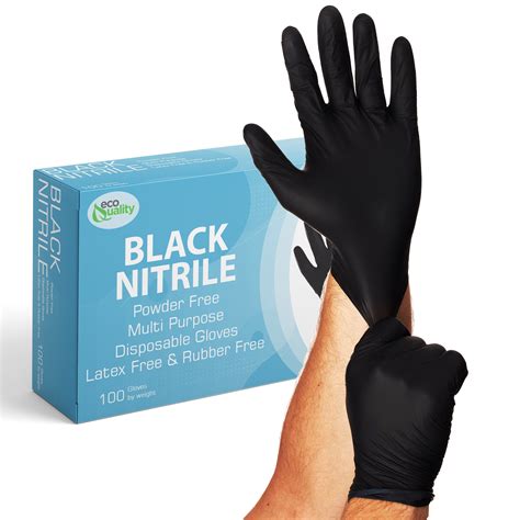 [200 Pack] Medium Black Nitrile Exam Gloves - Disposable, Latex Rubber ...