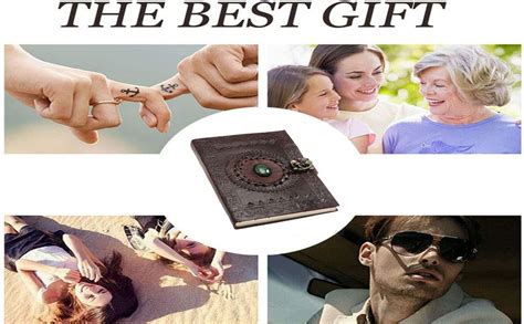 ALCRAFT Real Leather Green Stone Brown Embossed Handmade Diary with ...