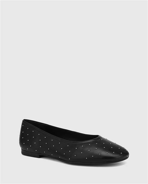 Amadi Black Leather Ballet Flat