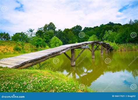 A Small Wooden Bridge Across a River Stock Image - Image of forest, creek: 56617521