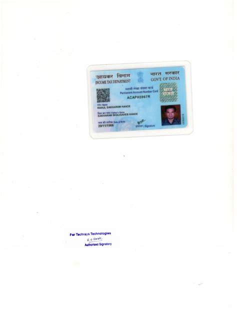 Image result for Pan Card Example