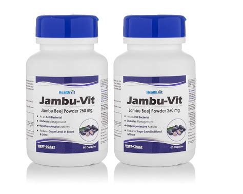 Buy Healthvit Jambu-Vit Jambo Beej Powder 250 mg - 60 Capsules (Pack of ...