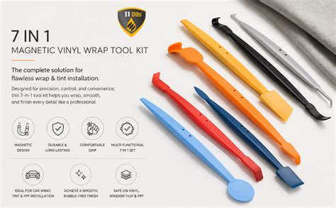 11oils AutoCare 7 in 1 Magnetic Vinyl Wrap Tool Kit Multi Colour Set ...