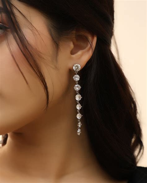 Elegance Cascade Diamond Drop Earrings – Jzee Jewellery