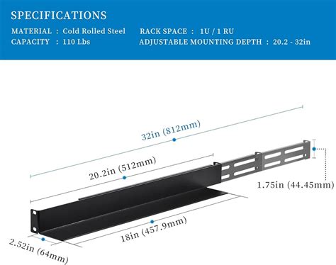 RackPath 1U 4-Post Server Rack Rail, 20.2-32 Inch India | Ubuy