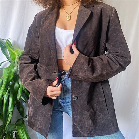 Vintage Dark Brown Suede Jacket 🤎 A vintage dark... - Depop