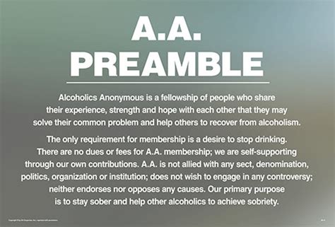 Alcoholics Anonymous Preamble Printable