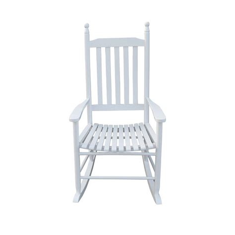 Miki Shinly Patio Chairs White Wood Frame Rocking Chair with Slat Seat ...