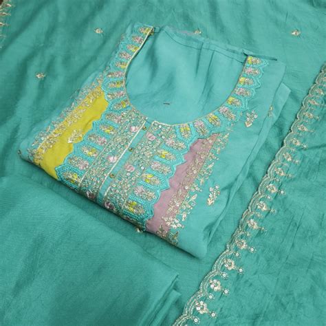 Set 30- 20th Dec -Sea blue designer Silk- classy golden thread ...