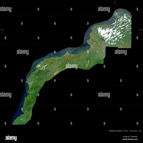 Zamboanga del Norte, province of Philippines. Sentinel-2 satellite imagery. Shape isolated on ...
