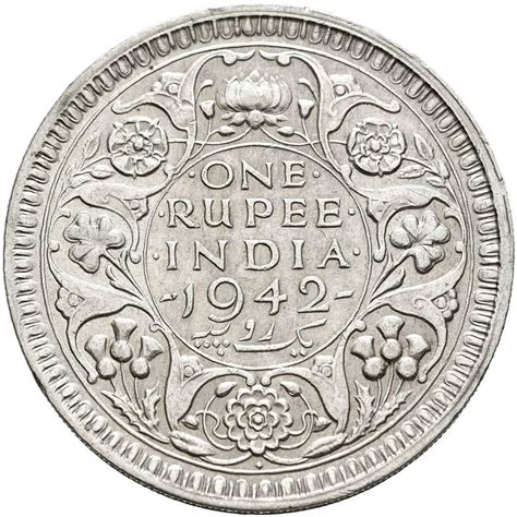 1942-1945 1 Silver Rupee An Attractive India WW2 Era Coin. Issued Under ...