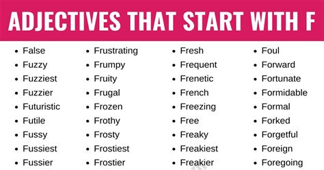 Adjectives that Start with F: List of 250+ Adjectives Starting with F ...
