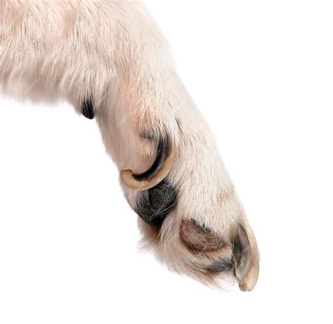 Paw and nails of dog in front of white background | Premium Photo