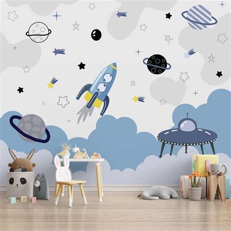 Cute Kids Room Space Theme Wallpapers – Life n Colors