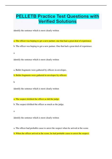 PELLETB Practice Test Questions with Verified Solutions - PELLETB ...