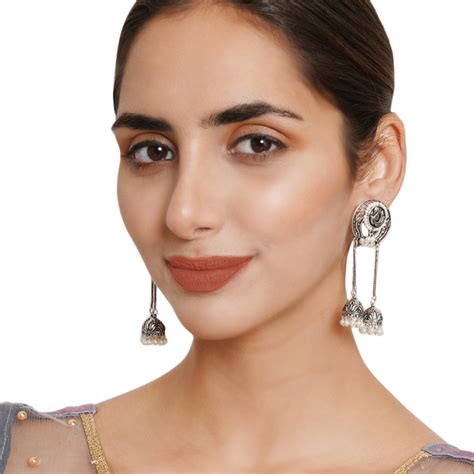 Apsara Peacock Motif Dangling Earrings – VOYLLA