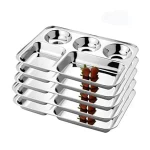 Buy IDEAL PRIME Heavy Gauge Stainless Steel 5 in 1 Khand Thali Rust ...