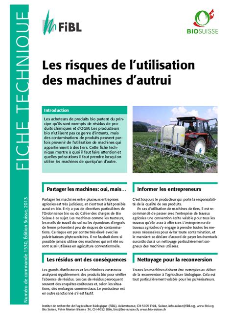FiBL - Nouvelle Fiche Technique: Précautions d’usage lors de l ...