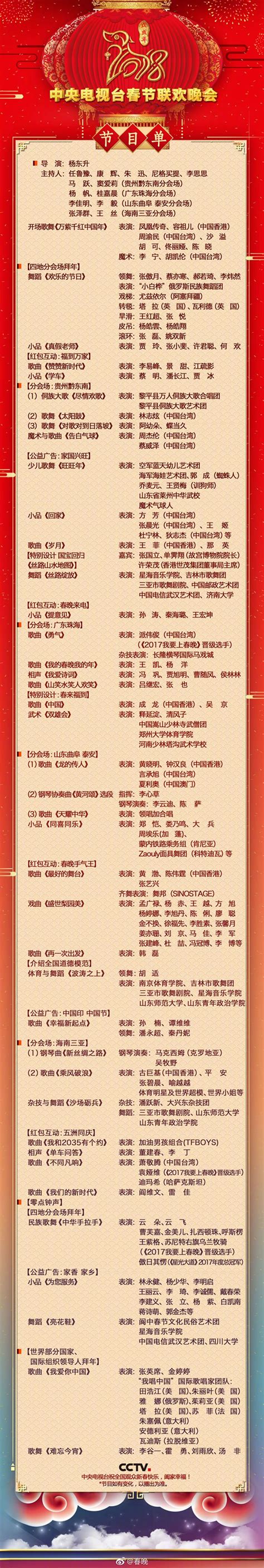 2018年春节文艺汇演节目单图片下载_红动中国