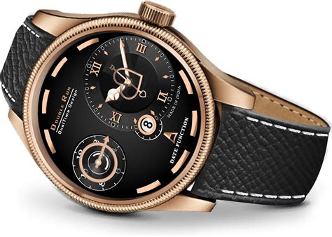 Buy DOUBLERUN Black Dial Chronograph and Date Display Leather Strap ...