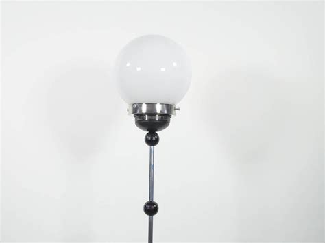 Art Deco Style Chrome Floor Lamp with Round Glass Shade For Sale at 1stdibs