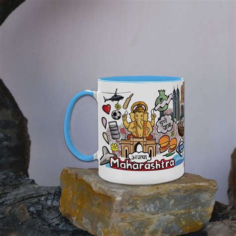 Maharashtra Discovering India Doodle Art Ceramic Mug With Color Handle ...