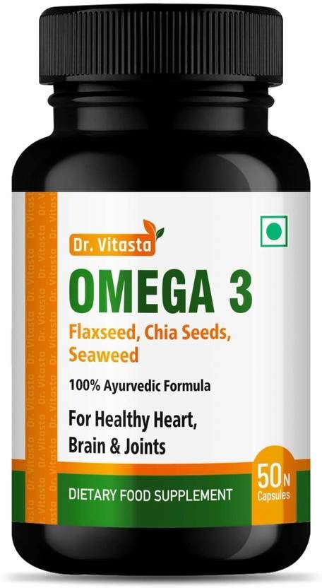VITASTA 100% Ayurvedic Omega 3 Capsule For Healthy Heart, Brain ...