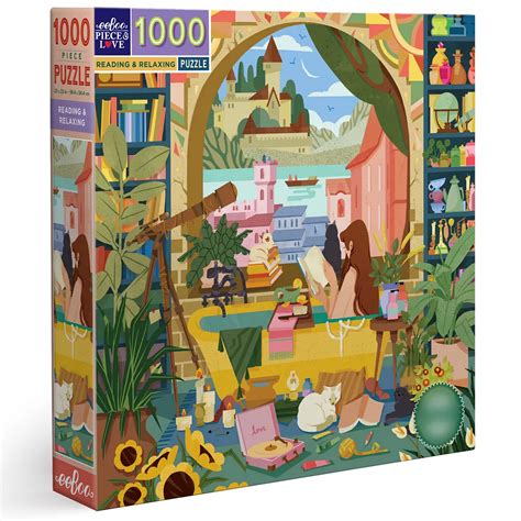 eeboo Piece and Love Reading & Relaxing 1000 Piece Square Jigsaw Puzzle