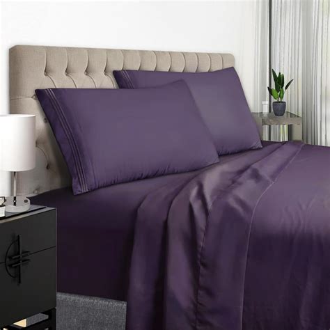 Amazon.com: EaseHome Dark Purple Sheets for Queen Size Bed Set - Deep ...