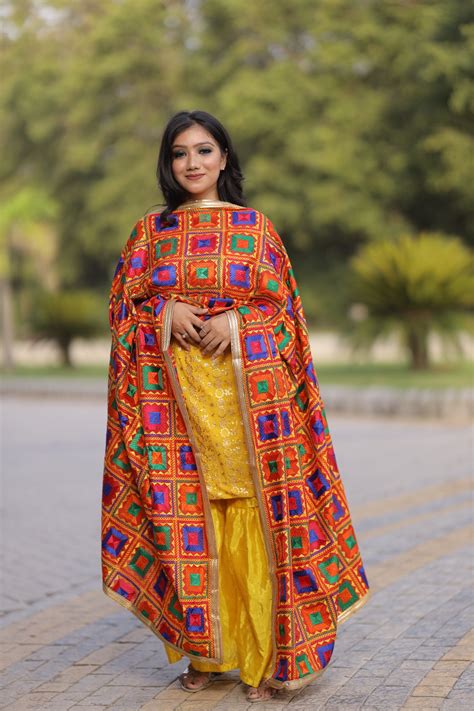 Women's Phulkari Embroidered Chiffon Dupatta – SWI Stylish
