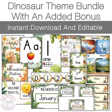 Dinosaur Theme Classroom Decor Bundle Printables - Includes 15 Amazing ...