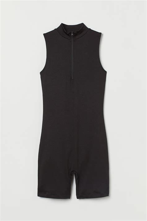 Ribbed unitard - Black - Ladies | H&M IN