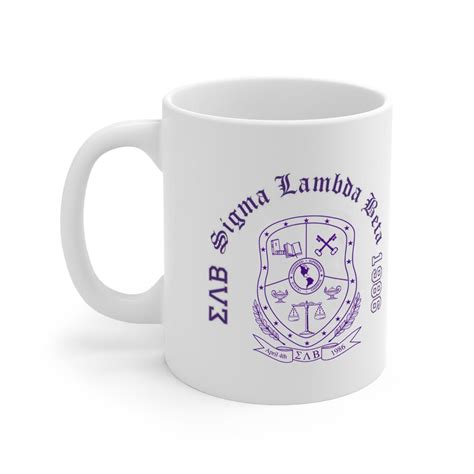 Sigma Lambda Beta Crest & Year Ceramic Coffee Cup, 11oz - Greek Gear