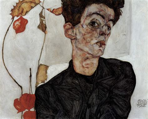 埃贡·席勒《与中国灯笼水果的自画像》 - 艺术赏析 - 顶级艺术网
