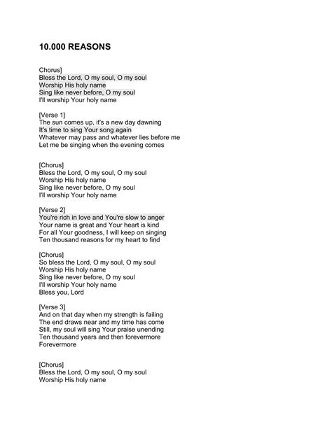 10000 Reasons Lyrics