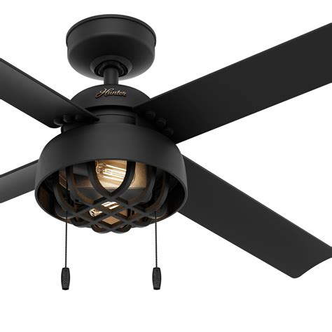 Hunter Fan 52 inch Contemporary Matte Black Ceiling Fan with Light Kit ...