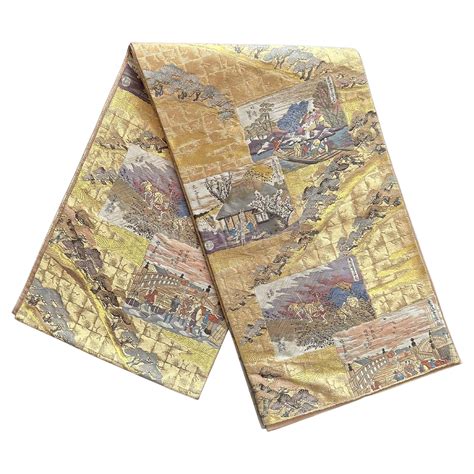 Japanese Vintage Kimono Obi, "The Fifty-Three Station of Tokaido", Silk ...