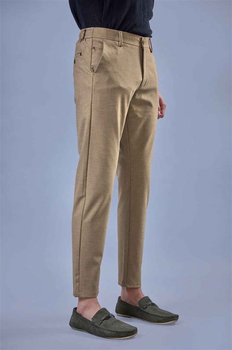 L&C Khaki Regular Fit Ankle Length Formal/Casual Pants For Men | Lined ...