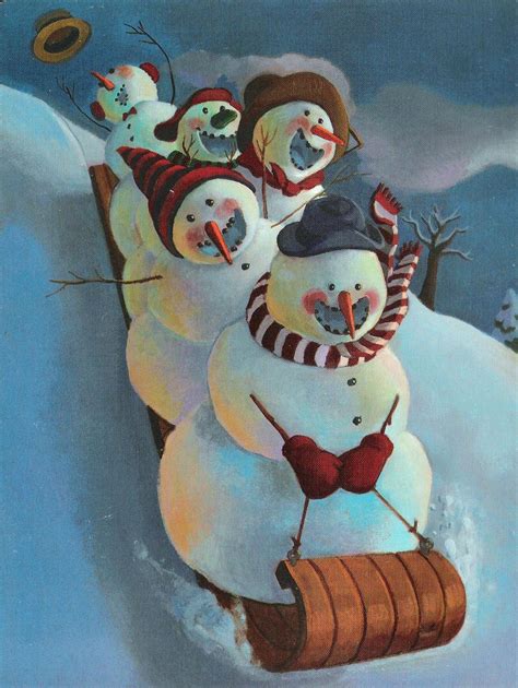 Snowmen At Night Clipart Image