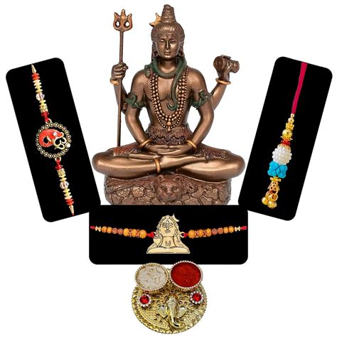 Saugat Traders Om Rakhi for Brother Bhabhi and Kid Set of 3 - Shiv Ji ...