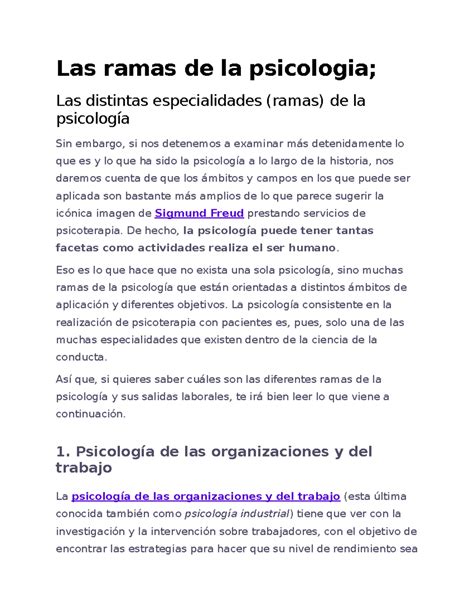 Cuales Son Las 4 Ramas De La Psicologia - ajore