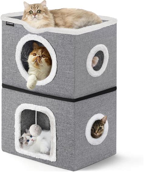 URPOWER 2 Story Cat Bed, Large Cat House for Indoor Cats Covered Cat ...